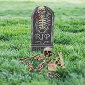 Halloween - Complete horror tuin decoratie set kerkhof met grafsteen bloederige botten/schedel - Halloween feest decoratie