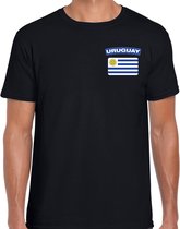 Uruguay t-shirt met vlag zwart op borst voor heren - Uruguay landen shirt - supporter kleding XL