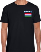 Gambia t-shirt met vlag zwart op borst voor heren - Gambia landen shirt - supporter kleding 2XL