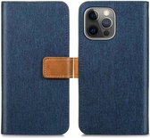 iMoshion Luxe Canvas Booktype iPhone 13 Pro - Donkerblauw