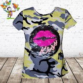 tshirt army geel kiss -s&C-98/104-t-shirts meisjes