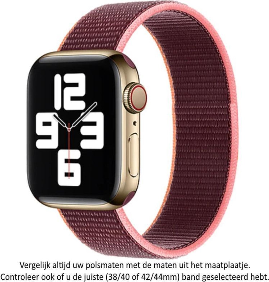 Roze Bruin / Paars achtige Nylon Horloge Band Geschikt voor Apple Watch 1, 2, 3, 4, 5, 6, 7, 8, SE, 38mm & 40mm "Vrouwenbreedte" Series - Zacht Geweven Nylon - 38 mm en 40 mm - Pink - Purplish / Brownish
