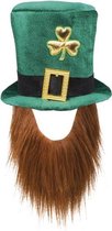 hoed Leprechaun met baard heren groen one size