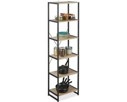 boekenkast - industrieel - 6 planken - 180 x 50 x 35 cm - hoog - staand