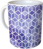 Mok Wit - Paars Hexagon Marmer - 300ml