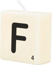 kaars Scrabble letter F wax 2 x 4 cm zwart/wit