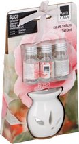 oliebrander Rose 8 cm 30 ml keramiek wit 4-delig