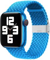 By Qubix Braided nylon bandje - Lichtblauw - Geschikt voor Apple Watch 42mm - 44mm - 45mm - Ultra - 49mm - Compatible Apple watch bandje - smartwatch