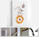 Painting Wall Pictures Home Room Decor. Modern Abstract Art Botanical Wall Art. Boho. Minimal Art Flower on Geometric Shapes Background - Modern Art Canvas - Vertical - 1955005183