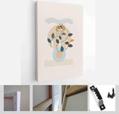 Abstract Botanical Organic Art Illustration. Set of soft color painting wall art for house decoration. Minimalistic canvas background design - Modern Art Canvas - Vertical - 195743