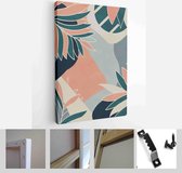 Teal and Peach Abstract Botanical Organic Art Illustration. Set of soft color painting wall art for house decoration - Modern Art Canvas - Vertical - 1963826755 - 80*60 Vertical