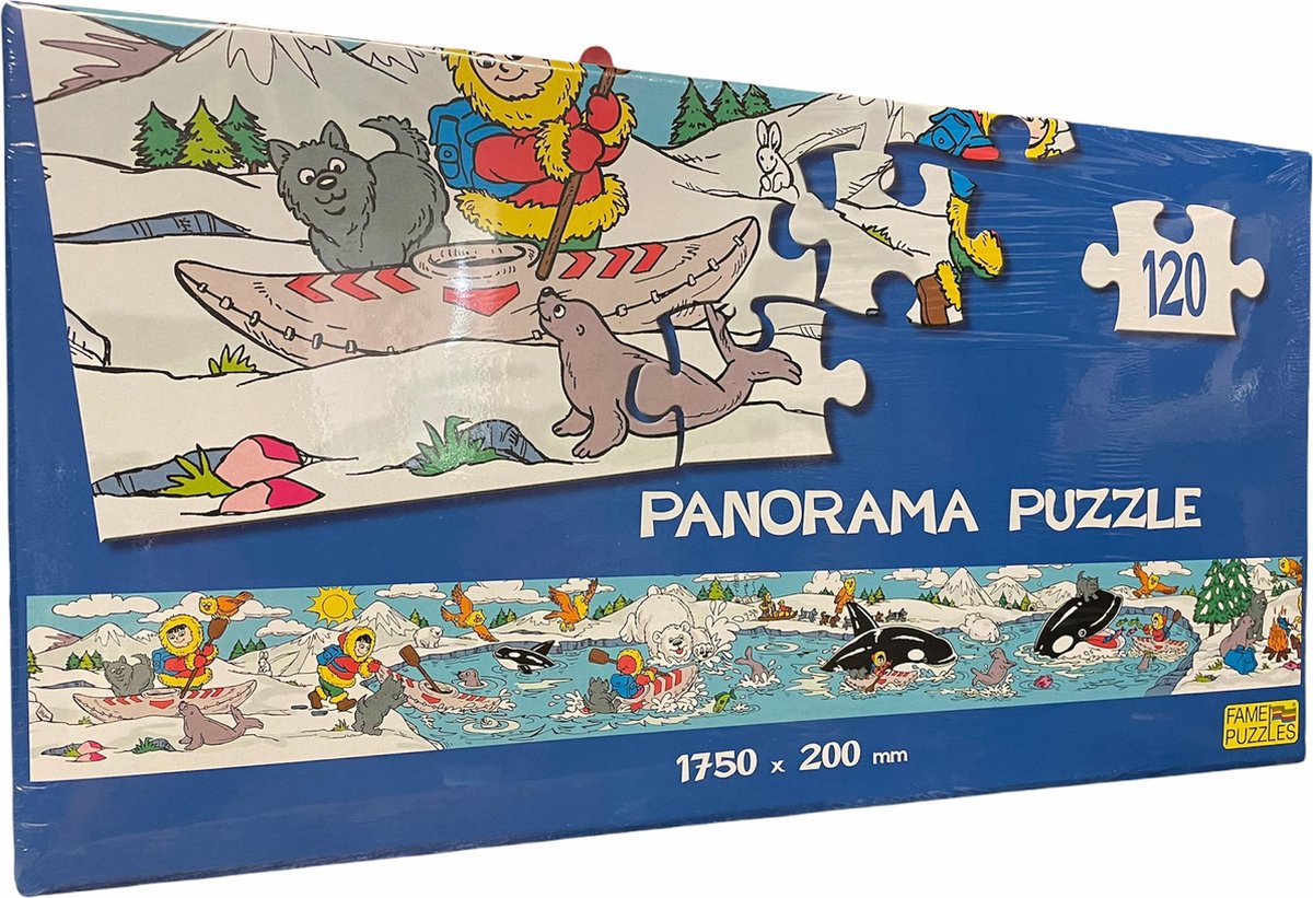 Fame puzzles Puzzel Panorama ijs- Kinderpuzzel 120 stuks 1750 x 200 mm winter