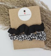 Scrunchies - set - zalmroze - roze - khaki - bloemen - scrunchie - elastiek