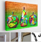 The modern creative work of the artist. Hand-painted colors on the wood. Decorative fruit - Modern Art Canvas - Horizontal - 380366179 - 40*30 Horizontal