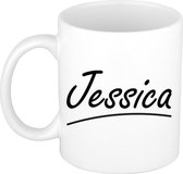 Jessica naam cadeau mok / beker sierlijke letters - Cadeau collega/ moederdag/ verjaardag of persoonlijke voornaam mok werknemers