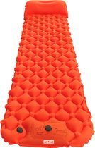 AirFeel Lichtgewicht opsblaasbaar slaapmatje - Ingebouwde pomp en kussen  - 196 x 60 x 6 cm - Orange