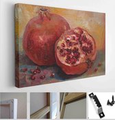 Ripe pomegranates on the golden background, oil painting - Modern Art Canvas - Horizontal - 1734841262 - 40*30 Horizontal