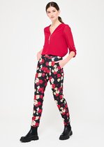 LOLALIZA Joggingbroek met bloemenprint - Zwart - Maat 42
