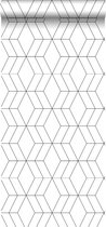 ESTAhome behang art deco motief wit en zwart - 139149 - 0,53 x 10,05 m