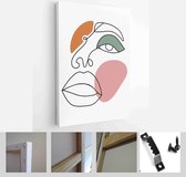 Modern abstract faces with abstract shapes. Minimalism concept. Line art drawing style - Modern Art Canvas - Vertical - 1772607047 - 115*75 Vertical