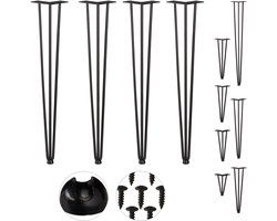 hairpin poten - 4 stuks - 3 stutten - metaal - 71 cm - zwart
