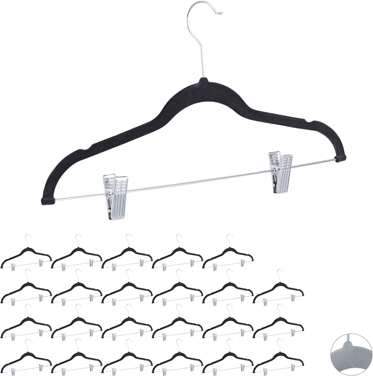 24 x kledinghanger met clips - fluweel - klerenhanger - broekhangers