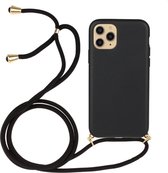 iPhone 13 Pro Max Hoesje met Koord - Zwart Plasticvrij - Cacious (Eco strap serie)