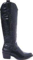 SmileFavorites® Dames Cowboylaarzen met Hak - Imitatieleer - Zwart - Maat 38