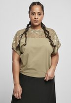 Urban Classics Dames Tshirt -M- Short Oversized Lace Groen