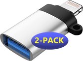 PACK de 2 adaptateurs OTG Lightning vers USB 3.0 - OTG Pour, par exemple, iPhone / iPad, par exemple pour clé USB, appareil photo, souris, récepteur - Macbook - Convertisseur 8 broches - Apple