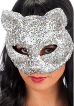 Carnival Toys Kattenmasker Dames Pvc/glitters Zilver One-size