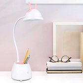 BureauuLamp Kinderen - Zinaps bureaulamp voor kinderen, dimbare led-bureaulamp met aanraaksensor, oogvriendelijke tafellamp met penhouder, 3 kleurtemperatuur, USB-oplaadbare leesla