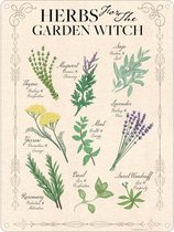Grindstore Metalen wandbord klein Herbs For The Garden Witch Multicolours