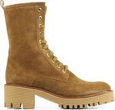 Mace Veterboots Dames / Laarzen / Damesschoenen - Suède - M1101 - Cognac - Maat 41