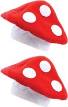 2x chapeau de champignon rouge pour adultes - Chapeaux fantaisie de carnaval