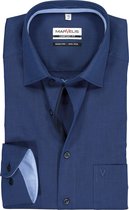 MARVELIS comfort fit overhemd - marine blauw Chambray (contrast) - Strijkvrij - Boordmaat: 50