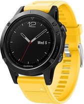 Horlogebandje Geschikt voor Garmin Fenix 5 / 5 Plus / Forerunner 935 / Approach S60  geel - Siliconen - Horlogebandje - Polsbandje - Bandjes.nu - Polsband