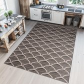 Tapiso Floorlux Vloerkleed Woonkamer Slaapkamer Bruin Donkerbruin Beige Trendy Eyecatcher Praktisch Modern Duurzaam Hoogwaardig Tapijt Maat – 80x150