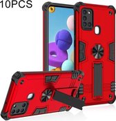 Voor Samsung Galaxy A21s 10 PCS Schokbestendige TPU + pc-beschermhoes met onzichtbare houder (rood)