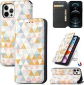 Gekleurde Tekening Magnetische Horizontale Flip PU Lederen Case met Houder & Kaartsleuven & Portemonnee Voor iPhone 12 Pro Max (Nordic Rhombus)