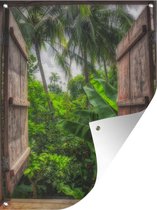 Décoration de Jardin Volets ouverts avec vue sur la jungle du Cambodge - 30x40 cm