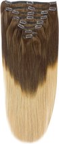 Remy Human Hair extensions Double Weft straight 24 - bruin / blond T4/27#