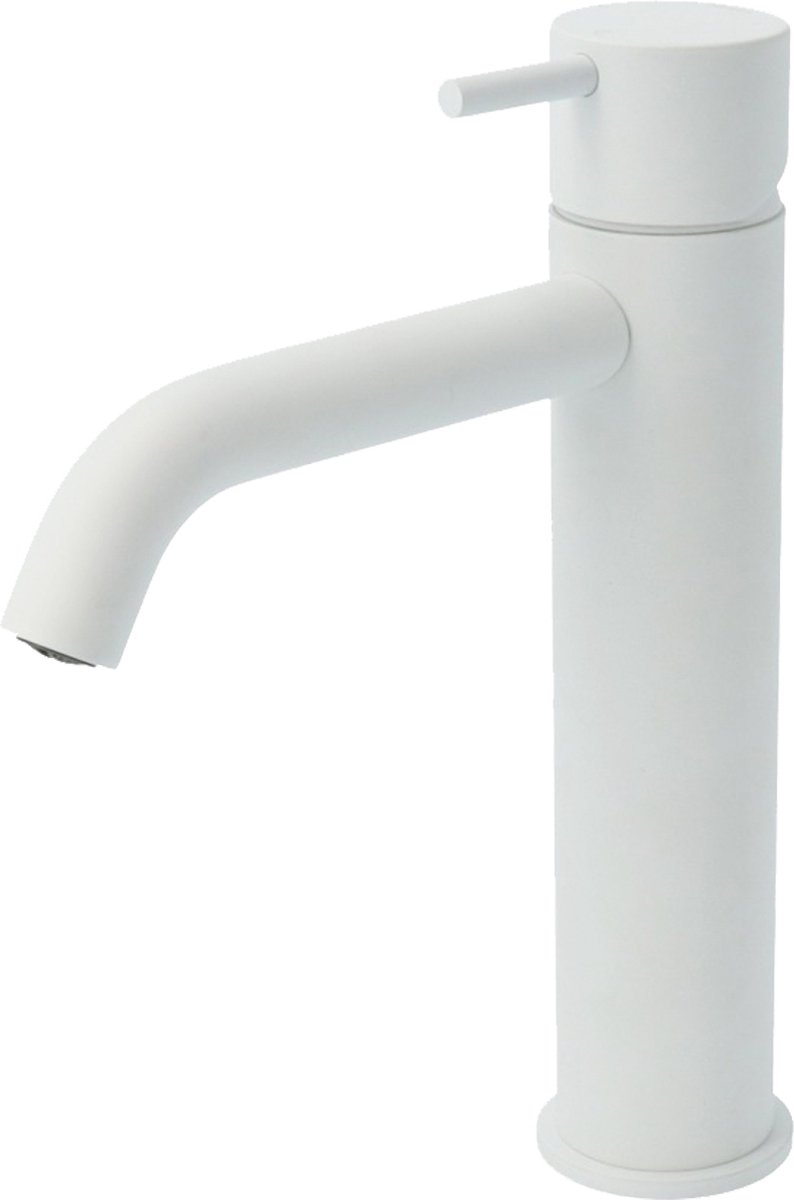 Hotbath Cobber - Wastafelmengkraan - zonder Waste - Laag - Wit - Opbouw - Messing - V04