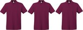 3-Pack maat XL bordeaux rode polo shirt premium van katoen voor heren - Polo t-shirts voor heren