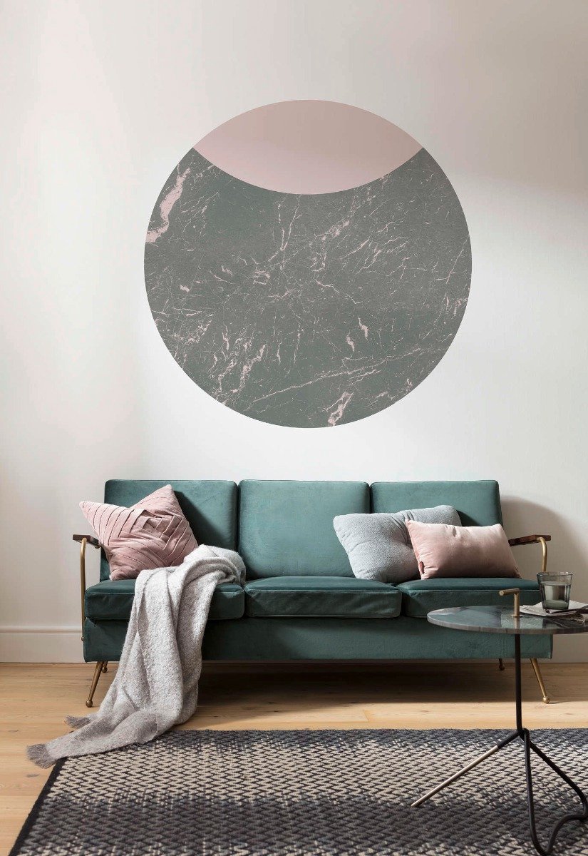 Fotobehang - Stripe Marmor 125x125cm - Rond - Vliesbehang - Zelfklevend