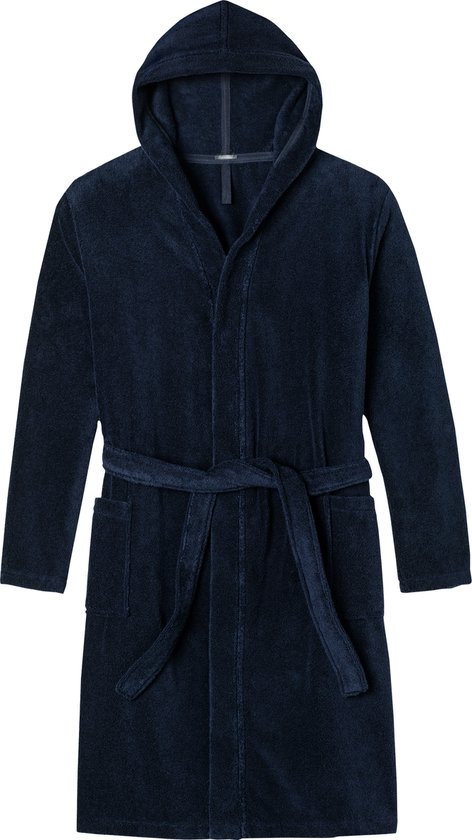 SCHIESSER dames badjas, dik badstof, capuchon, donkerblauw -  Maat: XL