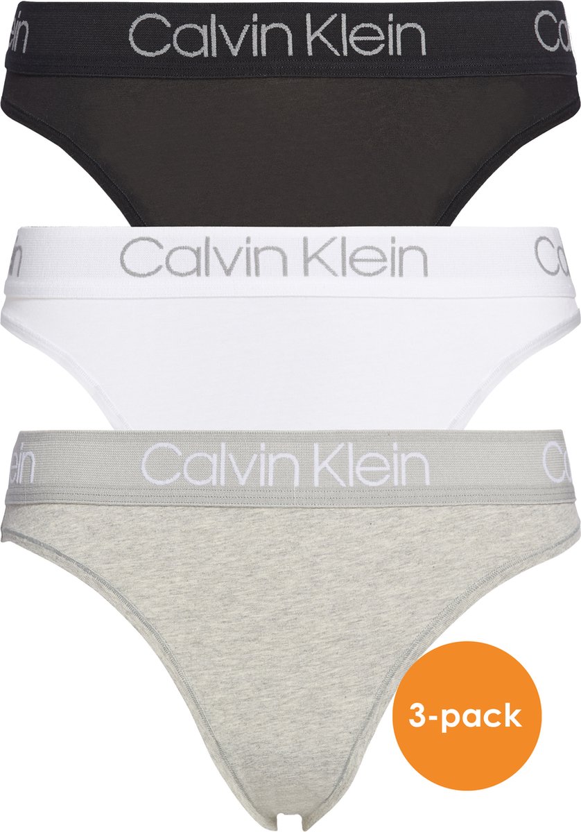 Culotte tanga pour femme Calvin Klein (lot de 3) - avec coupe haute - noir  - blanc et... | bol