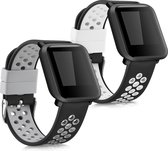 kwmobile 2x armband voor Huami Amazfit Bip / Bip Lite - Bandjes voor fitnesstracker in zwart / wit / zwart / grijs