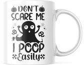 Halloween Mok met tekst: Don’t scare me, I poop easily | Grappige mok | Grappige Cadeaus