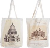 Multifunctionele tas DKD Home Decor Huizen Beige (2 pcs) (43 x 15 x 65 cm)